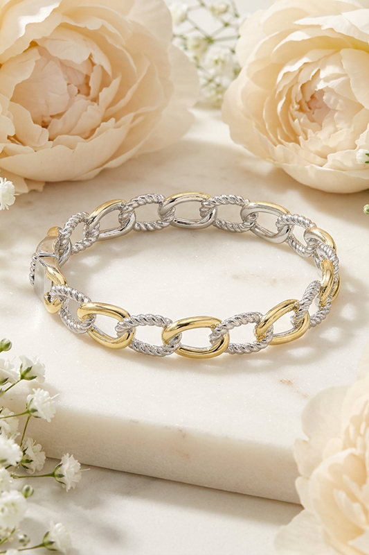 Modern Two Tone Chain Bracelet-[option4]-[option5]-Cute-Trendy-Shop-Womens-Boutique-Clothing-Store