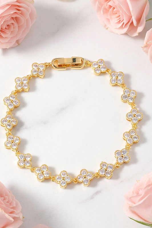 Eternal Glow Quatrefoil Crystal Bracelet-Clear-Cute-Trendy-Shop-Womens-Boutique-Clothing-Store