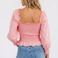 Sweetheart Rosé Smocked Peplum Blouse