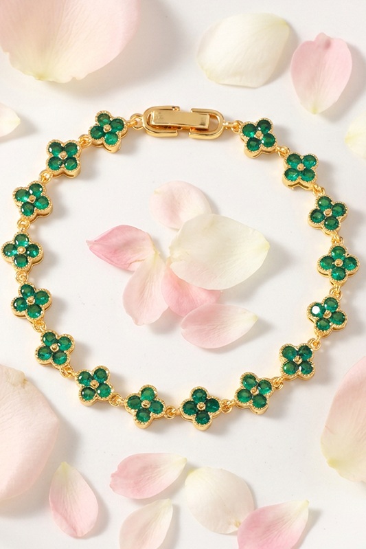 Eternal Glow Quatrefoil Crystal Bracelet-Green-Cute-Trendy-Shop-Womens-Boutique-Clothing-Store