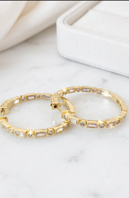 Art Deco CZ Glam Hoops