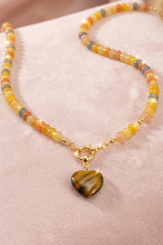 Earth & Aura Semi-Precious Beaded Necklace-Brown-Cute-Trendy-Shop-Womens-Boutique-Clothing-Store
