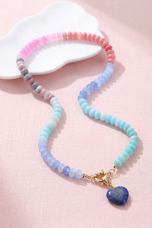 Earth & Aura Semi-Precious Beaded Necklace-Navy-Cute-Trendy-Shop-Womens-Boutique-Clothing-Store