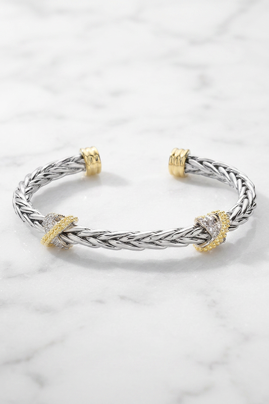 Mixed Signals Two-Tone CZ Cuff-Cute-Trendy-Shop-Womens-Boutique-Clothing-Store