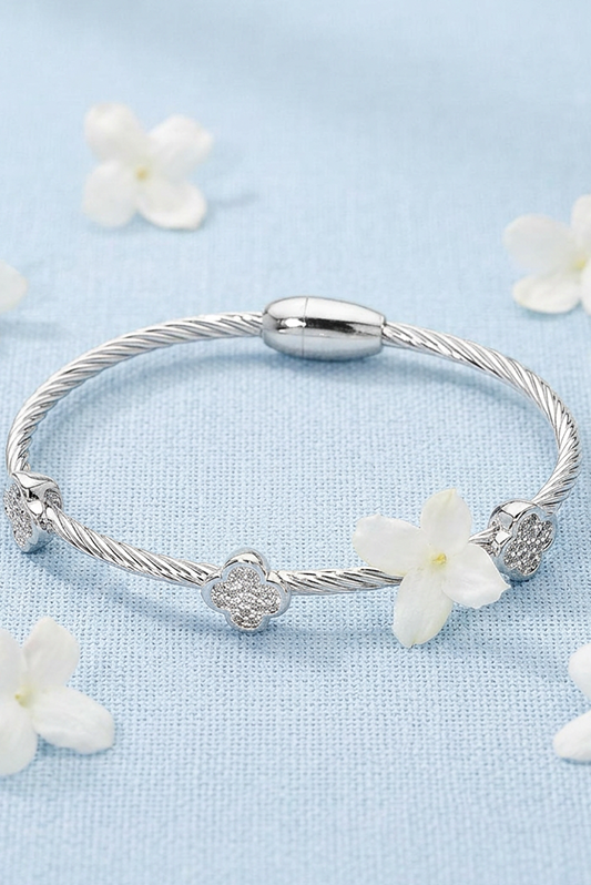 Pure Magnetism Pavé Quatrefoil Cable Bracelet-Cute-Trendy-Shop-Womens-Boutique-Clothing-Store