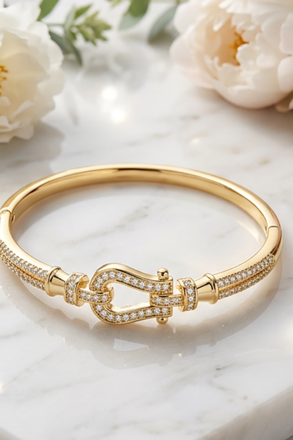 Unbuckle the Drama CZ Pavé Buckle Bangle-Gold-Cute-Trendy-Shop-Womens-Boutique-Clothing-Store