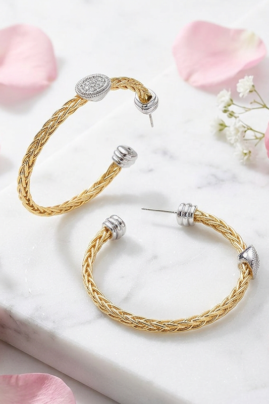 Twisted Two Tone Pave Earrings
