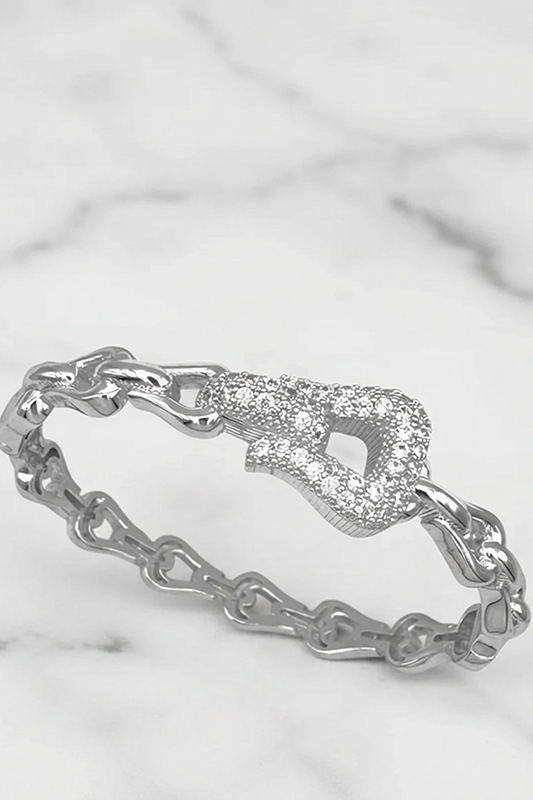 Buckle Up Buttercup Pave Link Bangle-Cute-Trendy-Shop-Womens-Boutique-Clothing-Store