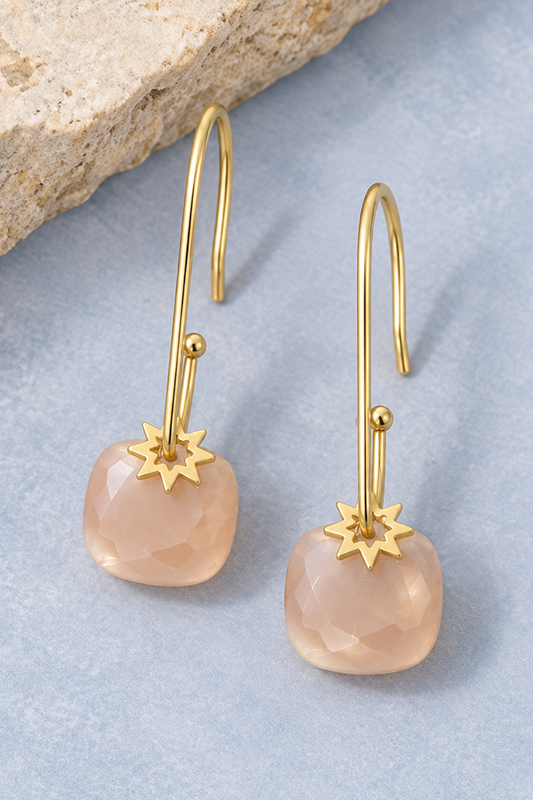 Amazonite Cushion Stone Wire Drop Earrings-Cute-Trendy-Shop-Womens-Boutique-Clothing-Store
