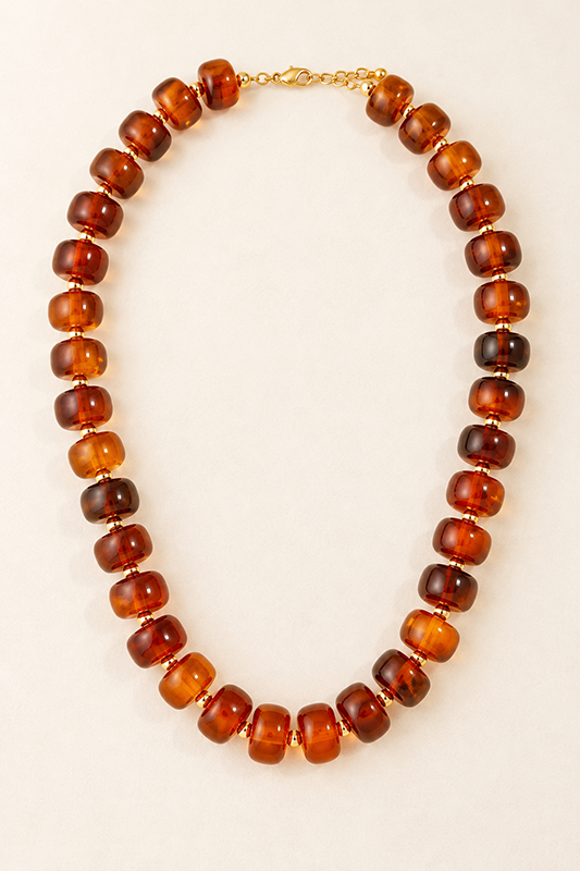 Marbled Rondelle Statement Necklace-Brown-Cute-Trendy-Shop-Womens-Boutique-Clothing-Store