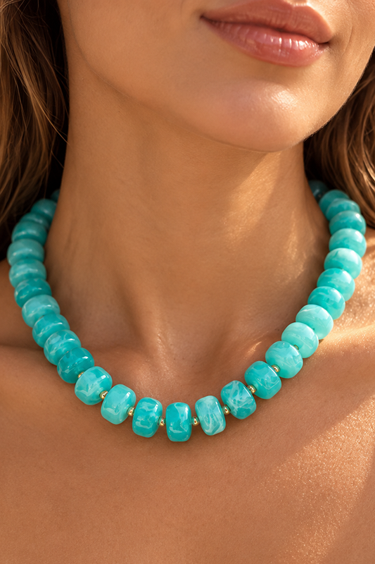 Marbled Rondelle Statement Necklace-Cute-Trendy-Shop-Womens-Boutique-Clothing-Store