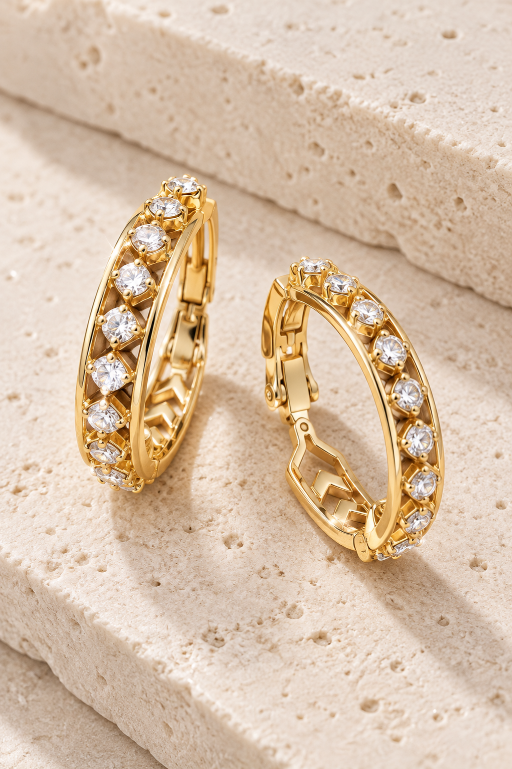 Channel-Set Crystal Hoop Earrings-Cute-Trendy-Shop-Womens-Boutique-Clothing-Store