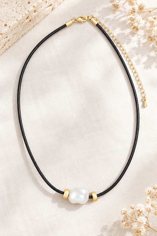 Coastal Escape Faux Pearl on Leather Cord