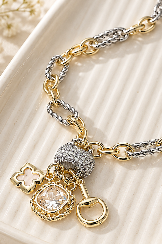 All The Charm Two Tone Necklace