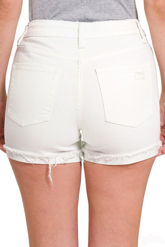 Feel the Rays White Cuffed Shorts
