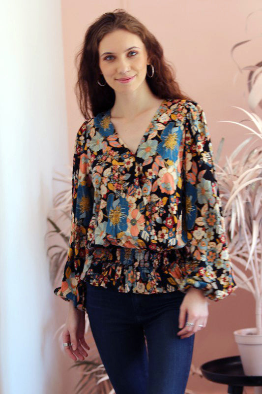 Perfect Gift Black Floral Cross Front Top-[option4]-[option5]-Cute-Trendy-Shop-Womens-Boutique-Clothing-Store