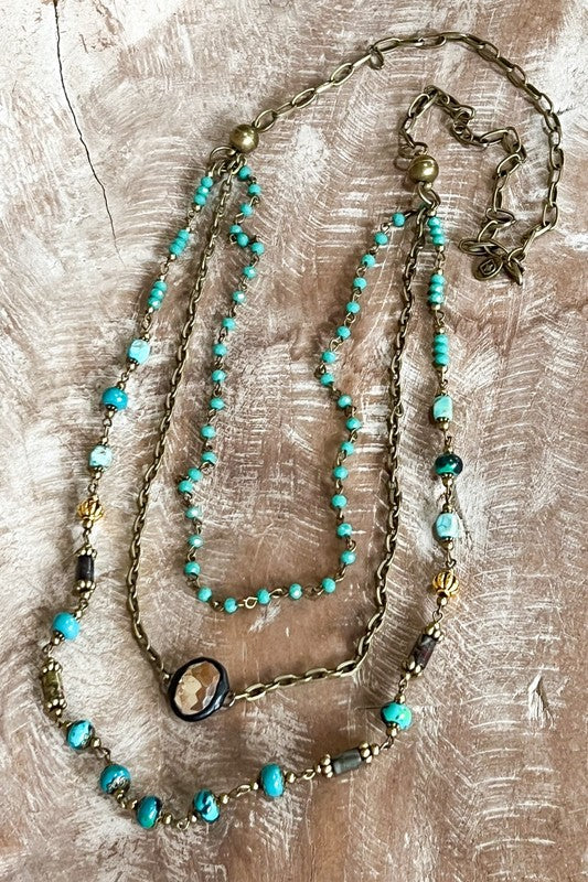 Natural Stone Beaded Magnetic Necklace-Turquoise-[option4]-[option5]-Cute-Trendy-Shop-Womens-Boutique-Clothing-Store