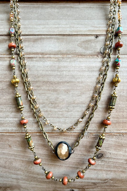 Natural Stone Beaded Magnetic Necklace-Red-[option4]-[option5]-Cute-Trendy-Shop-Womens-Boutique-Clothing-Store