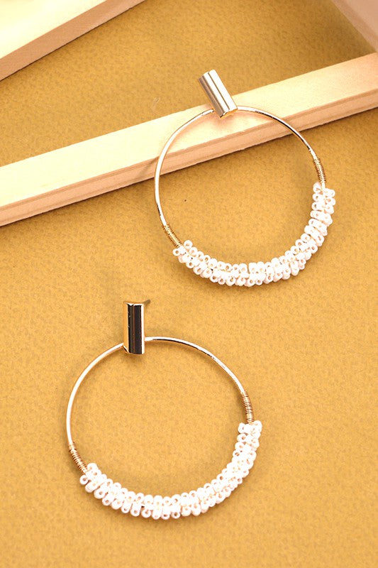 Here's The Situation Seed Bead Hoops White-[option4]-[option5]-Cute-Trendy-Shop-Womens-Boutique-Clothing-Store