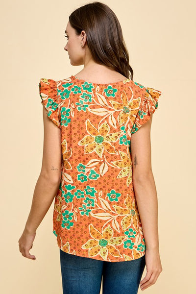 Springtime Orange Floral Top *instore & online-[option4]-[option5]-Cute-Trendy-Shop-Womens-Boutique-Clothing-Store