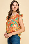 Springtime Orange Floral Top *instore & online-[option4]-[option5]-Cute-Trendy-Shop-Womens-Boutique-Clothing-Store