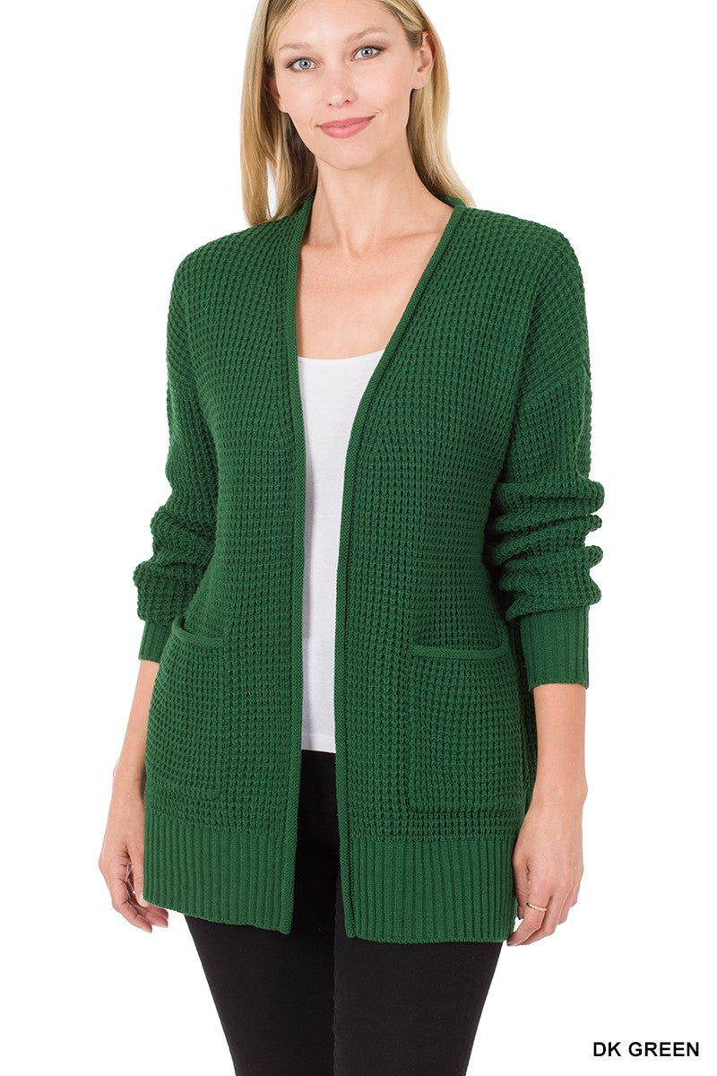 Sunday Morning Open Cardigan-Dark Green-SMALL-Cute-Trendy-Shop-Womens-Boutique-Clothing-Store