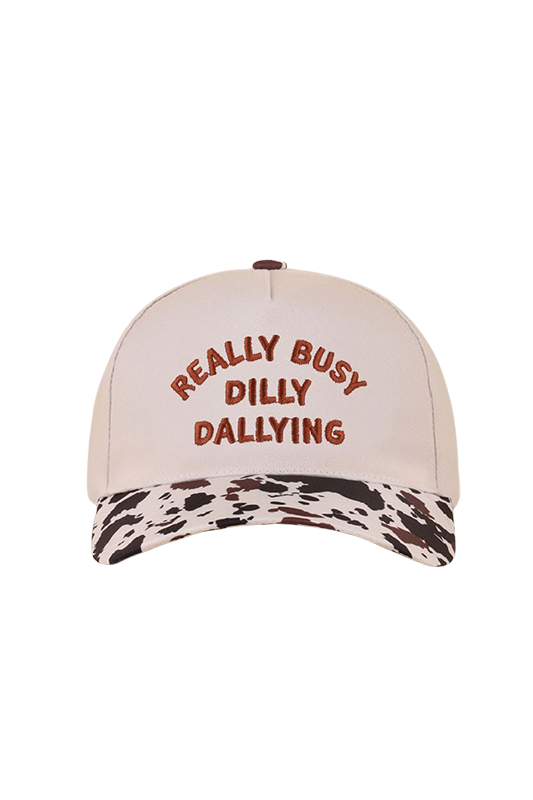 "Really Busy Dilly Dallying" Ball Cap-Cow-[option4]-[option5]-Cute-Trendy-Shop-Womens-Boutique-Clothing-Store