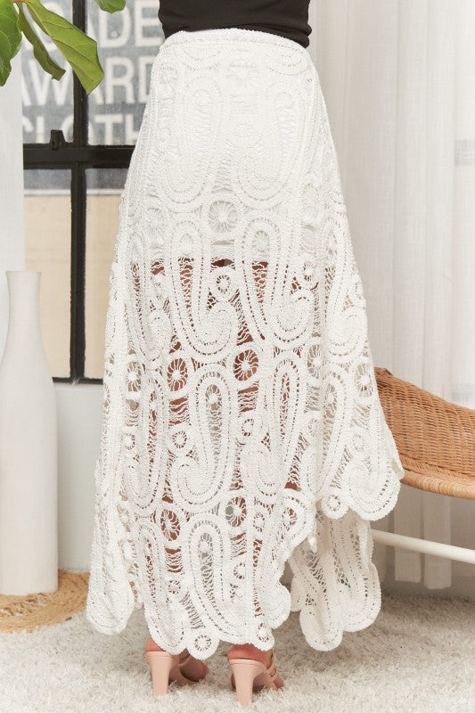 Worth The Dance Crochet High Low Skirt