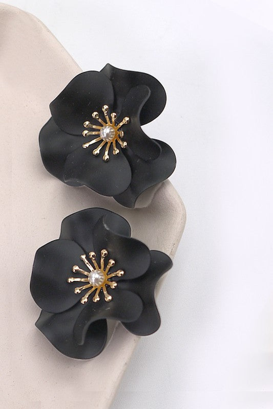 Stunning Flowers Post Earrings Black-[option4]-[option5]-Cute-Trendy-Shop-Womens-Boutique-Clothing-Store