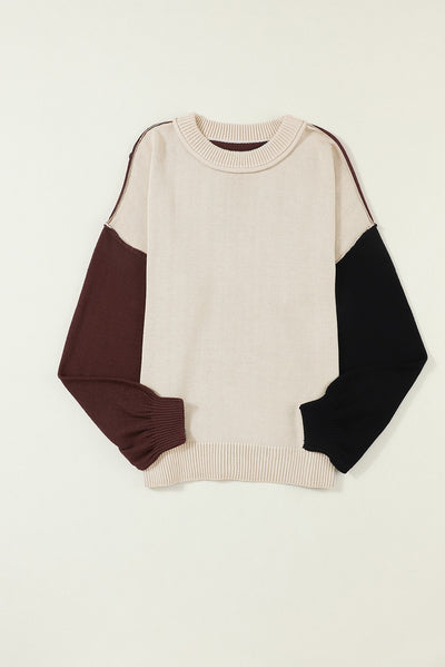 Color my Cozy Color Block Sweater Coffee-[option4]-[option5]-Cute-Trendy-Shop-Womens-Boutique-Clothing-Store