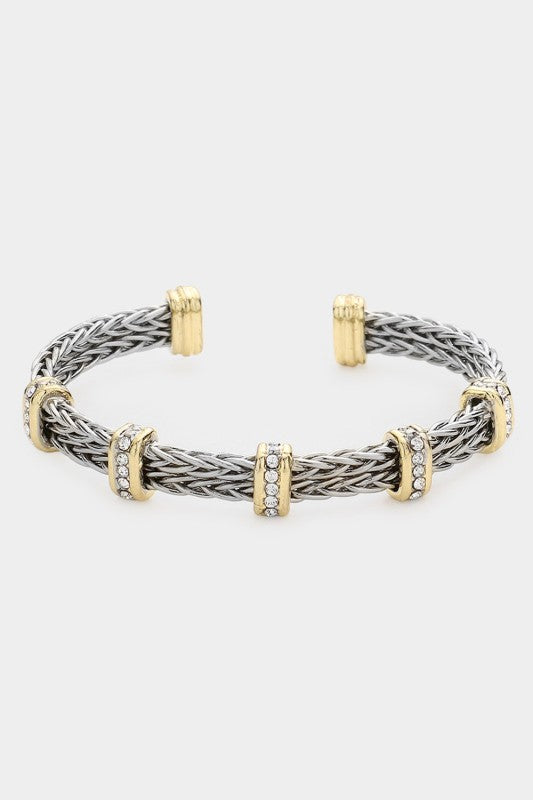 Worth The Wait CZ Braided Cuff Bracelet-[option4]-[option5]-Cute-Trendy-Shop-Womens-Boutique-Clothing-Store