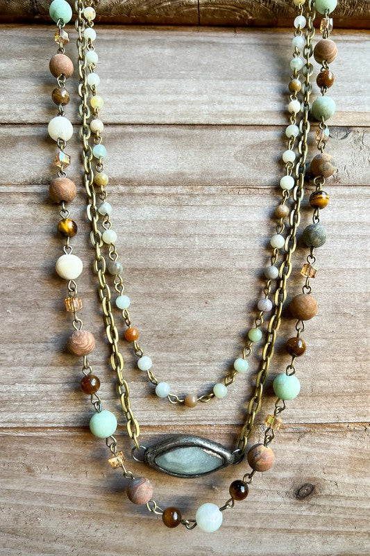 Talk of The Town Amazonite Layered Necklace-[option4]-[option5]-Cute-Trendy-Shop-Womens-Boutique-Clothing-Store