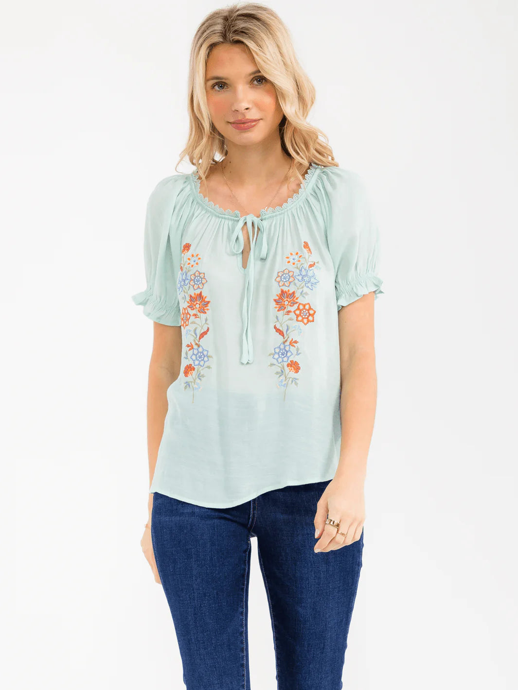 The Meadow Breeze Embroidered Blouse-[option4]-[option5]-Cute-Trendy-Shop-Womens-Boutique-Clothing-Store