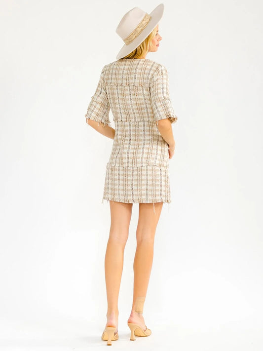 Madison Tweed Zip-Front Mini Dress-Cute-Trendy-Shop-Womens-Boutique-Clothing-Store