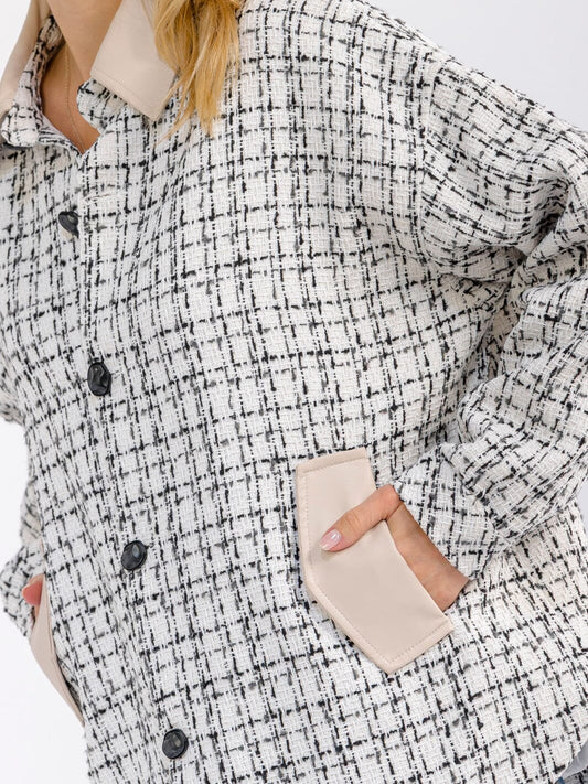 Uptown Classic Tweed Shirt Jacket-Cute-Trendy-Shop-Womens-Boutique-Clothing-Store