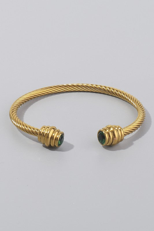 Dress It Up Open Bangle Green Bracelets-[option4]-[option5]-Cute-Trendy-Shop-Womens-Boutique-Clothing-Store