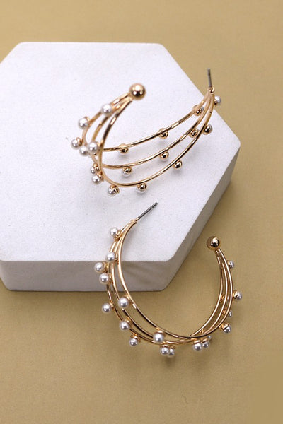 Triple Deal Three Row Pearl Hoops-[option4]-[option5]-Cute-Trendy-Shop-Womens-Boutique-Clothing-Store