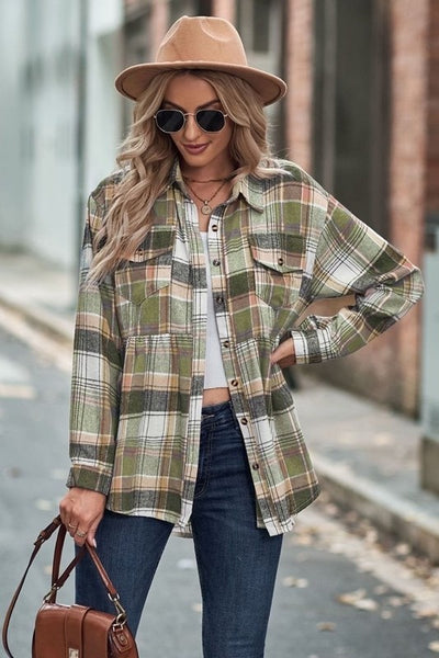 Walk On By Green Plaid Button Up Top-[option4]-[option5]-Cute-Trendy-Shop-Womens-Boutique-Clothing-Store