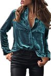 Feels Like Love Teal Velvet Blouse-[option4]-[option5]-Cute-Trendy-Shop-Womens-Boutique-Clothing-Store