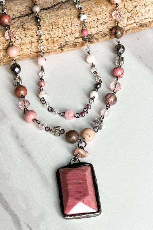 They Will Notice Mauve Stone Layered Necklace-[option4]-[option5]-Cute-Trendy-Shop-Womens-Boutique-Clothing-Store