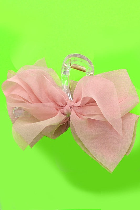 Silky Sheer Ribbon Clip Pink-[option4]-[option5]-Cute-Trendy-Shop-Womens-Boutique-Clothing-Store