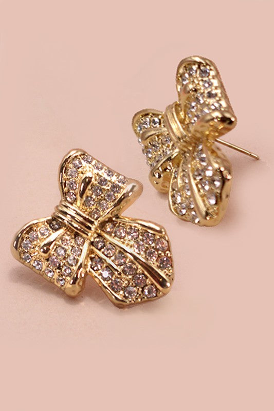 Neatly Tied Bow & Rhinestone Earrings-[option4]-[option5]-Cute-Trendy-Shop-Womens-Boutique-Clothing-Store