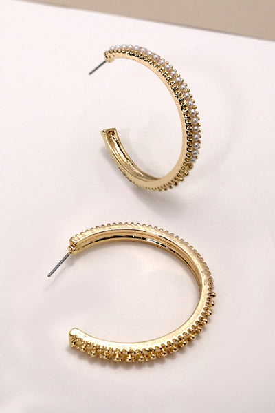 Reservations Required Pearl Hoop Earrings-[option4]-[option5]-Cute-Trendy-Shop-Womens-Boutique-Clothing-Store