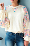 Slow Down Beige & Floral Ribbed Top-[option4]-[option5]-Cute-Trendy-Shop-Womens-Boutique-Clothing-Store