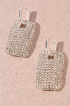 Rhinestone Rectangle Earrings Silver-[option4]-[option5]-Cute-Trendy-Shop-Womens-Boutique-Clothing-Store