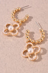 Open Clover Pearl Gold Earrings-[option4]-[option5]-Cute-Trendy-Shop-Womens-Boutique-Clothing-Store