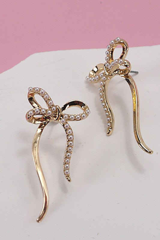 Follow Me Bow With Pearl Earrings-[option4]-[option5]-Cute-Trendy-Shop-Womens-Boutique-Clothing-Store