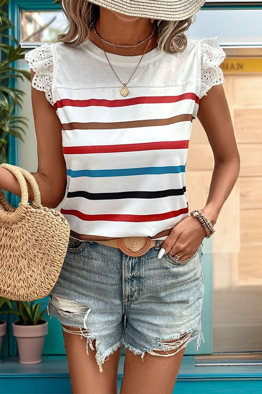 Blue Eyed Girl Striped Top White-[option4]-[option5]-Cute-Trendy-Shop-Womens-Boutique-Clothing-Store