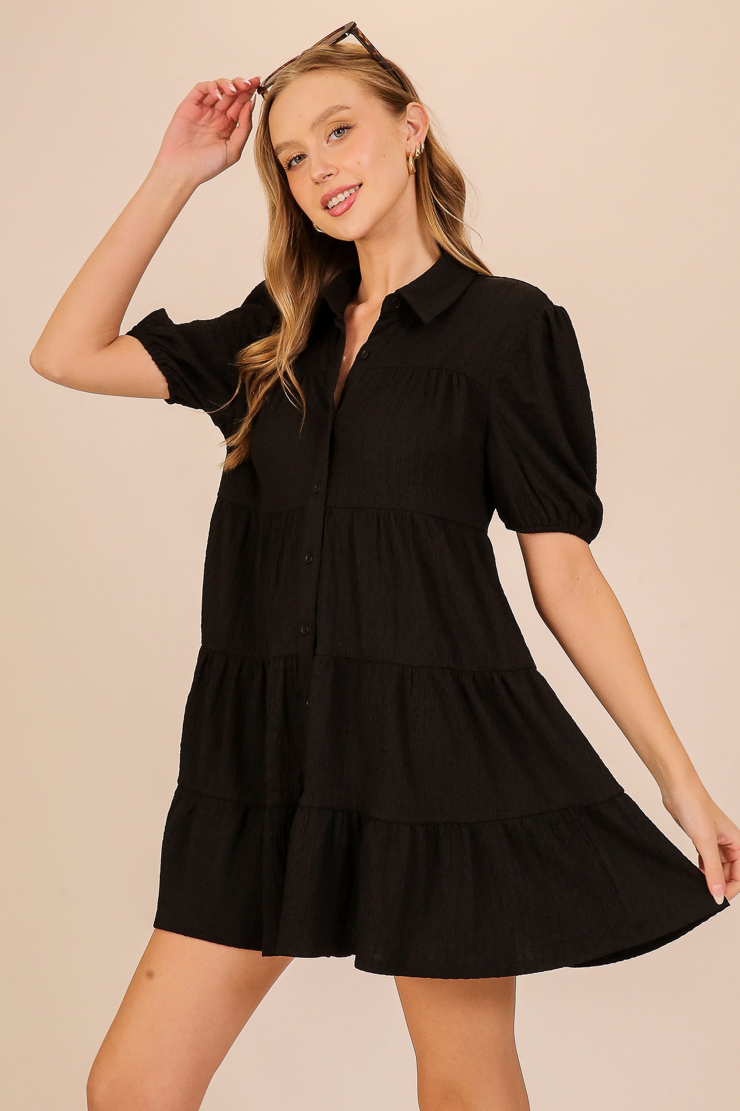 Everyday Charm Short Sleeve Skater Dress-Cute-Trendy-Shop-Womens-Boutique-Clothing-Store