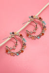 Multi Color Bead Crescent Earring-[option4]-[option5]-Cute-Trendy-Shop-Womens-Boutique-Clothing-Store